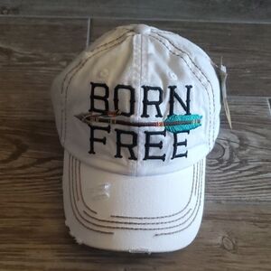 KBETHOS Vintage "Born Free" White Distressed Cap Adjustable Stap